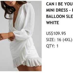 CAN I BE YOUR HONEY PLUNGE BALLOON SLEEVE MINI DRESS
